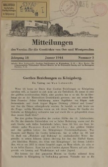 Mitteilungen des Vereins für die Geschichte von Ost- und Westpreußen. Jahrgang 18, Nummer 3