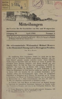 Mitteilungen des Vereins für die Geschichte von Ost- und Westpreußen. Jahrgang 18, Nummer 4