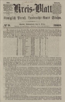 Kreis - Blatt des Königlich Preuß. Landraths - Amts Stuhm, No.9