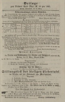 Beilage zum Stuhmer Kreis-Blatt No.10 pro 1865