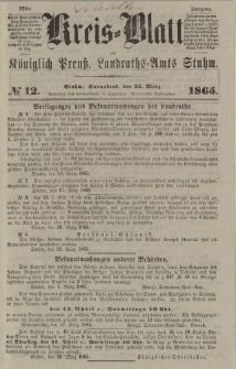 Kreis - Blatt des Königlich Preuß. Landraths - Amts Stuhm, No.12
