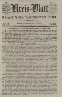 Kreis - Blatt des Königlich Preuß. Landraths - Amts Stuhm, No.14