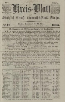 Kreis - Blatt des Königlich Preuß. Landraths - Amts Stuhm, No.19