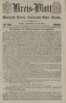 Kreis - Blatt des Königlich Preuß. Landraths - Amts Stuhm, No.20