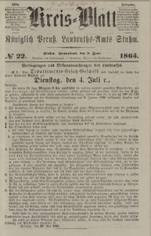 Kreis - Blatt des Königlich Preuß. Landraths - Amts Stuhm, No.22