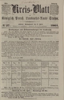 Kreis - Blatt des Königlich Preuß. Landraths - Amts Stuhm, No.27