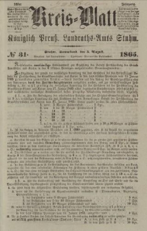 Kreis - Blatt des Königlich Preuß. Landraths - Amts Stuhm, No.31