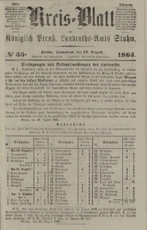 Kreis - Blatt des Königlich Preuß. Landraths - Amts Stuhm, No.33