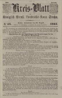 Kreis - Blatt des Königlich Preuß. Landraths - Amts Stuhm, No.34