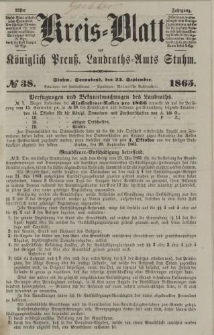 Kreis - Blatt des Königlich Preuß. Landraths - Amts Stuhm, No.38