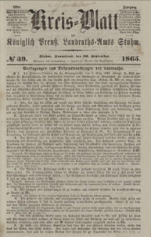 Kreis - Blatt des Königlich Preuß. Landraths - Amts Stuhm, No.39