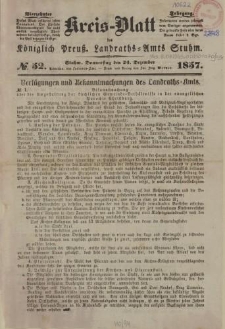 Kreis - Blatt des Königlich Preuß. Landraths - Amts Stuhm, 14. Jahrgang, No.52