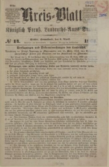 Kreis - Blatt des Königlich Preuß. Landraths - Amts Stuhm, 21. Jahrgang, No.14