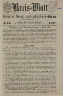 Kreis - Blatt des Königlich Preuß. Landraths - Amts Stuhm, 24. Jahrgang, No.14