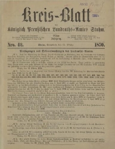 Kreis - Blatt des Königlich Preuß. Landraths - Amts Stuhm, 27. Jahrgang, No.42
