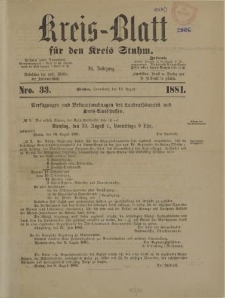 Kreis - Blatt für den Kreis Stuhm, 38. Jahrgang, No.33