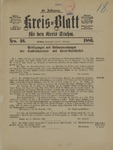 Kreis - Blatt für den Kreis Stuhm, 43. Jahrgang, No.46