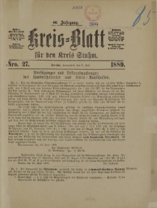 Kreis - Blatt für den Kreis Stuhm, 46. Jahrgang, No.27