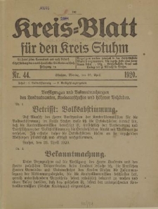 Kreis - Blatt für den Kreis Stuhm, 76. Jahrgang, No.44