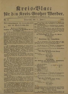 Kreis - Blatt für den Kreis Großer Werder, 1923, Nr.2