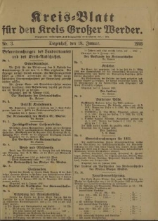 Kreis - Blatt für den Kreis Großer Werder, 1923, Nr.3