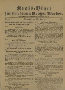Kreis - Blatt für den Kreis Großer Werder, 1923, Nr.4
