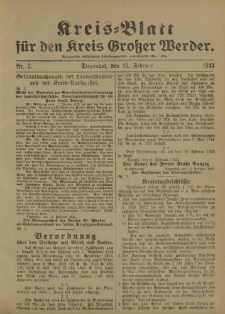 Kreis - Blatt für den Kreis Großer Werder, 1923, Nr.7