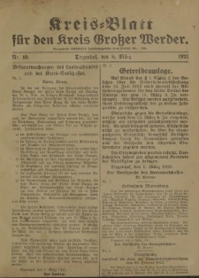 Kreis - Blatt für den Kreis Großer Werder, 1923, Nr.10