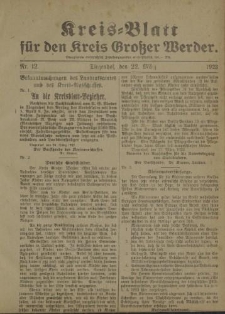 Kreis - Blatt für den Kreis Großer Werder, 1923, Nr.12