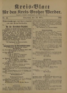 Kreis - Blatt für den Kreis Großer Werder, 1923, Nr.13