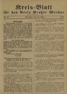 Kreis - Blatt für den Kreis Großer Werder, 1923, Nr.19