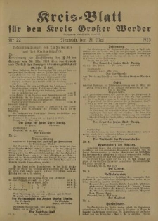 Kreis - Blatt für den Kreis Großer Werder, 1923, Nr.22
