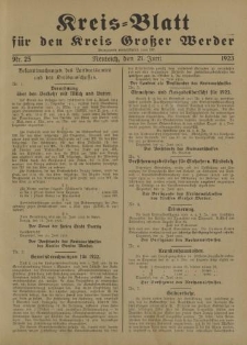 Kreis - Blatt für den Kreis Großer Werder, 1923, Nr.25
