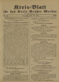 Kreis - Blatt für den Kreis Großer Werder, 1923, Nr.26