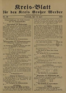Kreis - Blatt für den Kreis Großer Werder, 1923, Nr.28