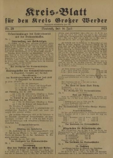 Kreis - Blatt für den Kreis Großer Werder, 1923, Nr.28