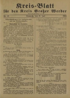 Kreis - Blatt für den Kreis Großer Werder, 1923, Nr.29