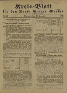 Kreis - Blatt für den Kreis Großer Werder, 1923, Nr.32