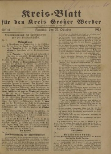 Kreis - Blatt für den Kreis Großer Werder, 1923, Nr.42
