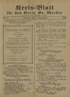Kreis - Blatt für den Kreis Gr. Werder, 1923, Nr.44