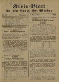 Kreis - Blatt für den Kreis Großer Werder, 1923, Nr.45