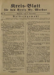 Kreis - Blatt für den Kreis Gr. Werder, 1923, Nr.46