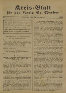 Kreis - Blatt für den Kreis Großer Werder, 1923, Nr.47