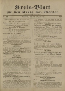 Kreis - Blatt für den Kreis Gr. Werder, 1923, Nr.50