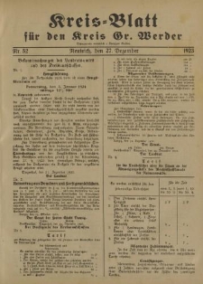 Kreis - Blatt für den Kreis Gr. Werder, 1923, Nr.52