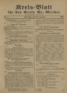 Kreis - Blatt für den Kreis Gr. Werder, 1924, Nr.4