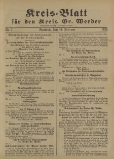 Kreis - Blatt für den Kreis Großer Werder, 1924, Nr.7