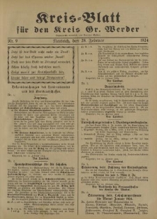 Kreis - Blatt für den Kreis Gr. Werder, 1924, Nr.9
