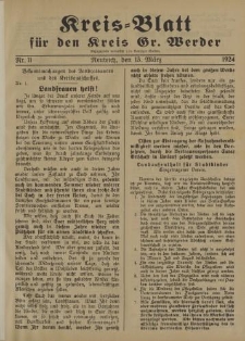 Kreis - Blatt für den Kreis Großer Werder, 1924, Nr.11