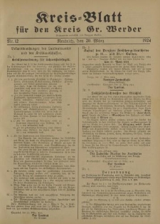 Kreis - Blatt für den Kreis Gr. Werder, 1924, Nr.12